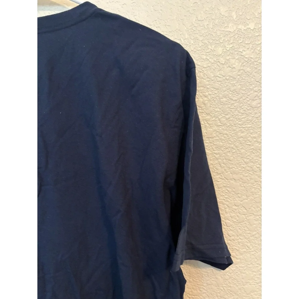 Adidas Shirt Men XL Navy Blue Crew Tee Spell Out Chest Hit Logo Go To Tee